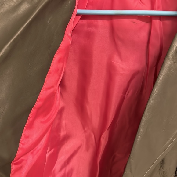 NWT Calf Leather Biker Jacket Dark Grey with Hot Pink stain lining! Size L! - Picture 12 of 12